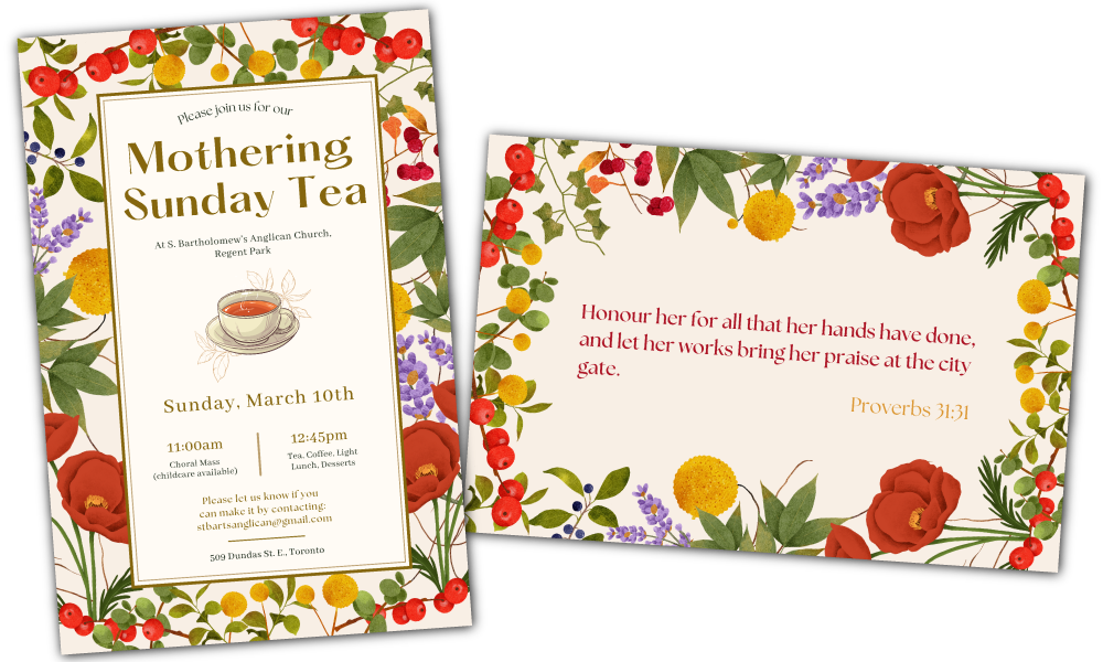 Mothering Sunday tea invitations